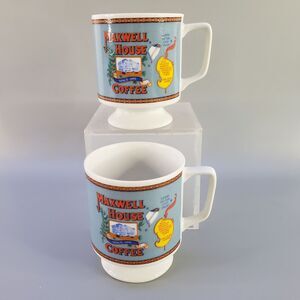 Vintage Maxwell House Coffee Coffee Cup Mug Footed Set Of 2 ITD Made In Japan